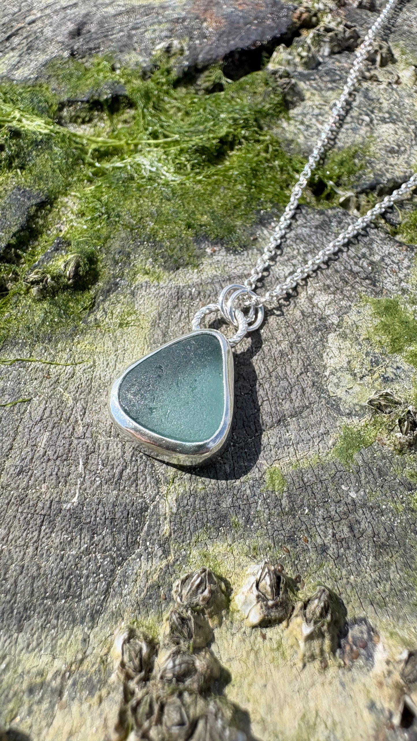 Blue Triangle Seaglass Necklace