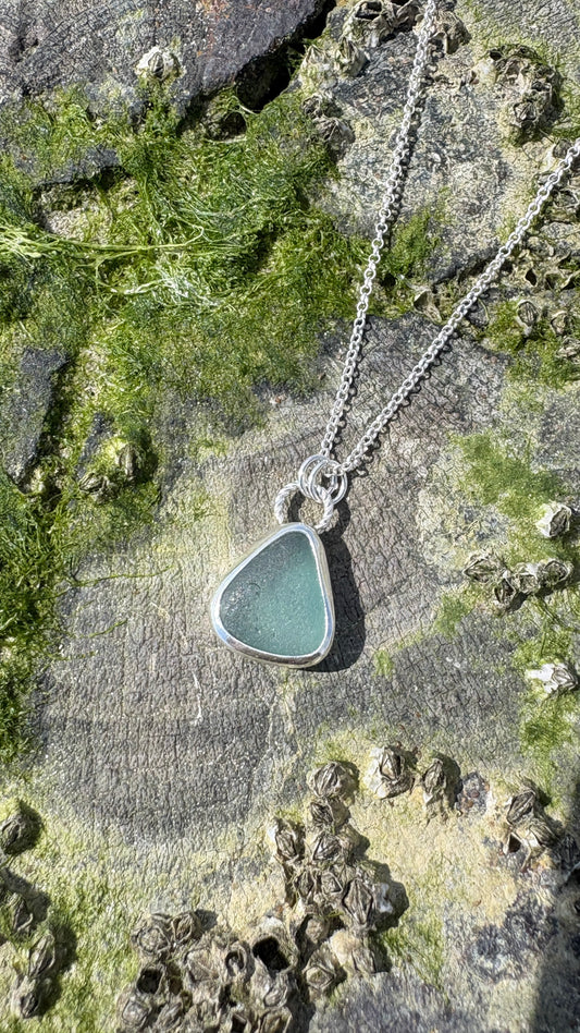 Blue Triangle Seaglass Necklace