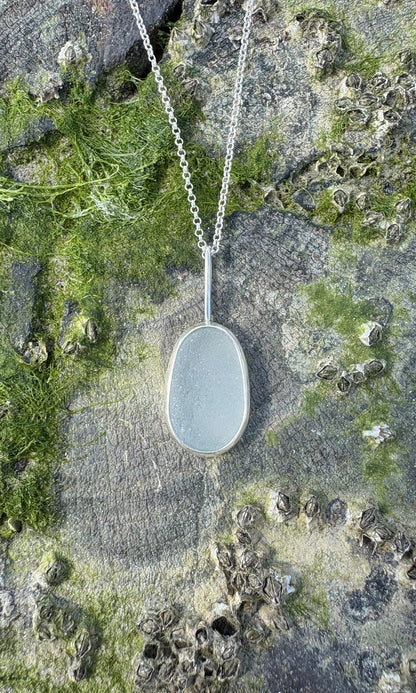 Clear Oval Seaglass Necklace