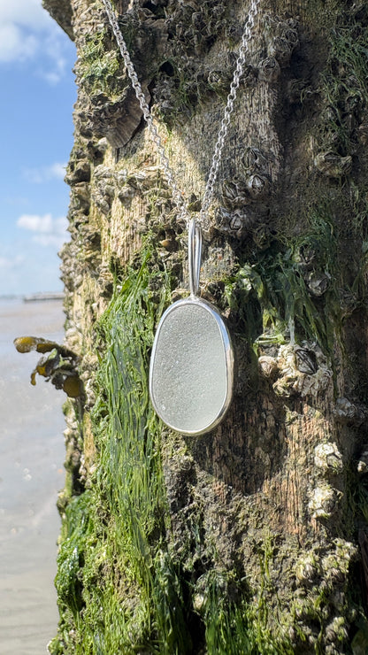 Clear Oval Seaglass Necklace