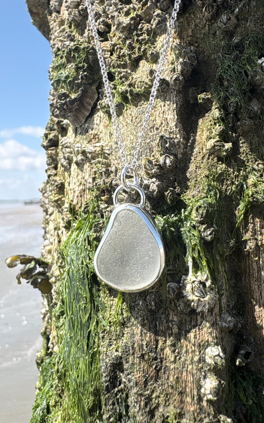 Clear Waterdrop Seaglass Necklace