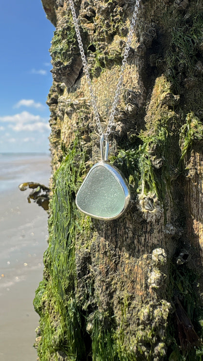 Light Blue Grey Seaglass Necklace