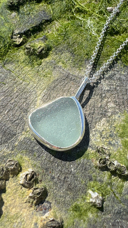 Light Blue Grey Seaglass Necklace