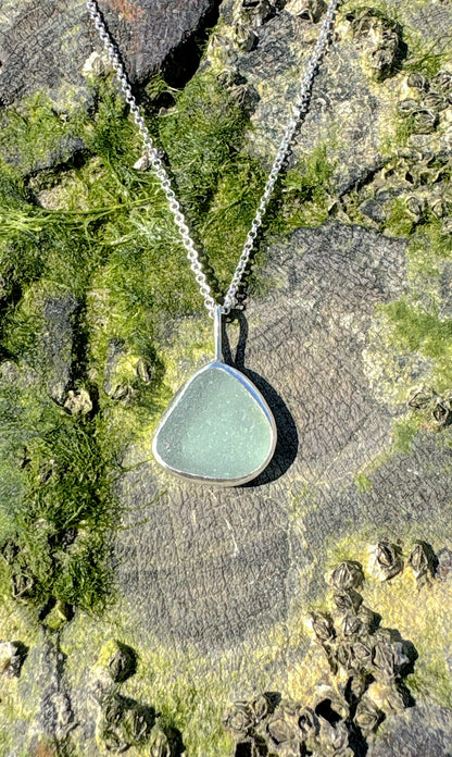 Light Blue Grey Seaglass Necklace