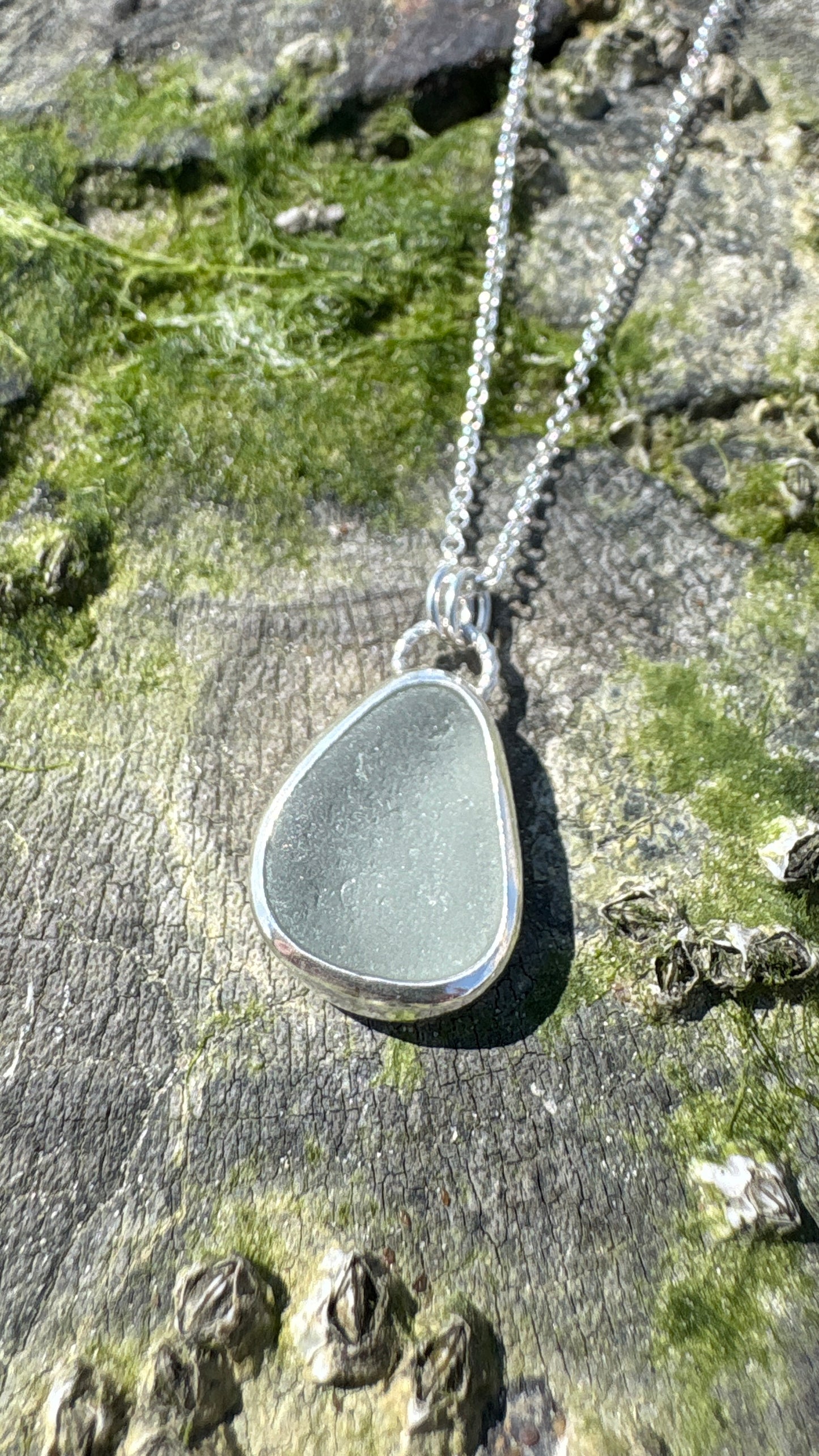 Light Grey Pear Seaglass Necklace