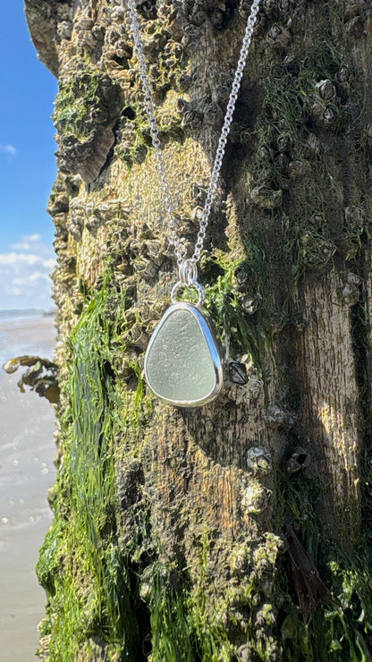 Light Grey Pear Seaglass Necklace