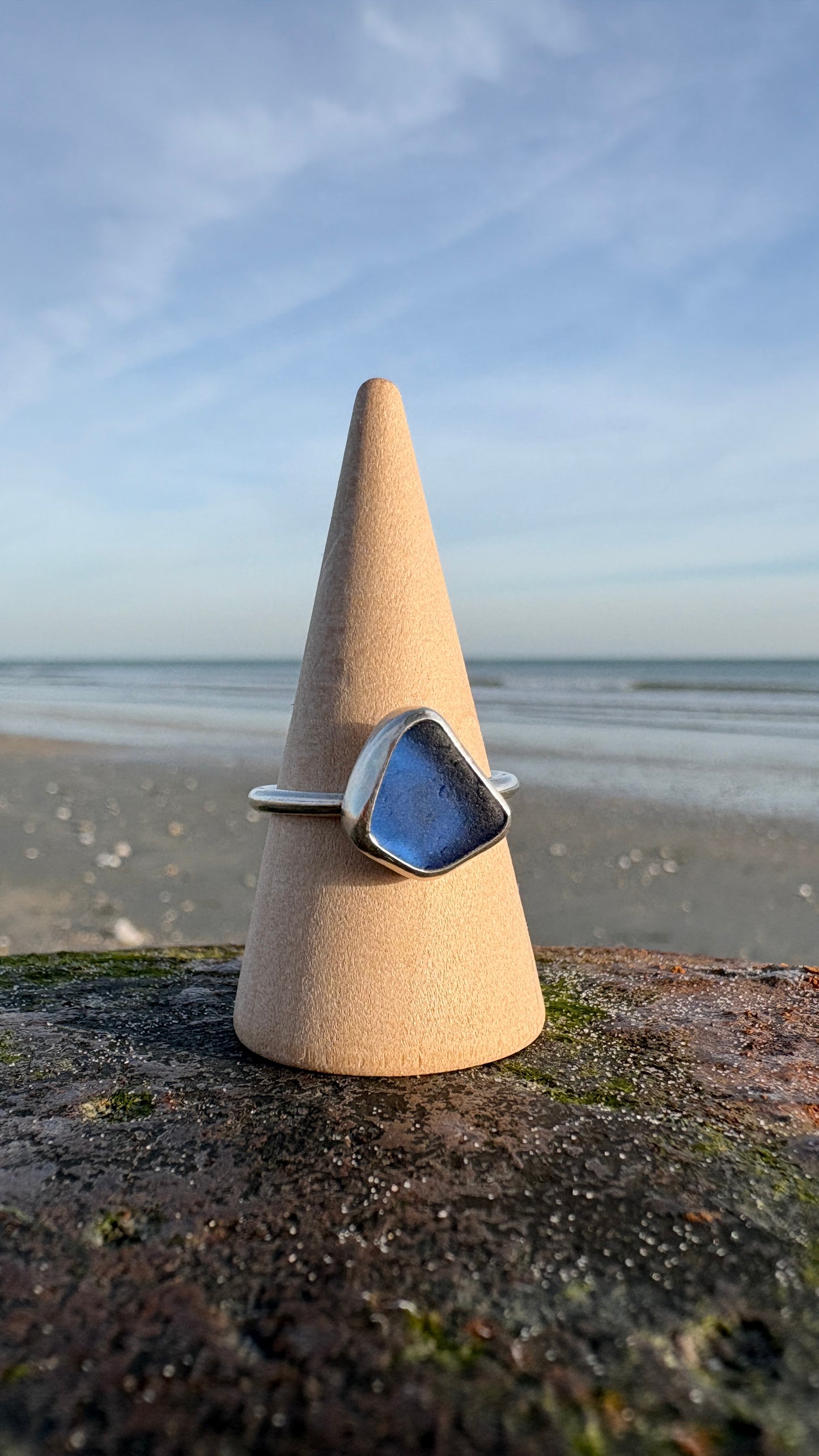 Adjustable Cobalt Blue Seaglass Ring