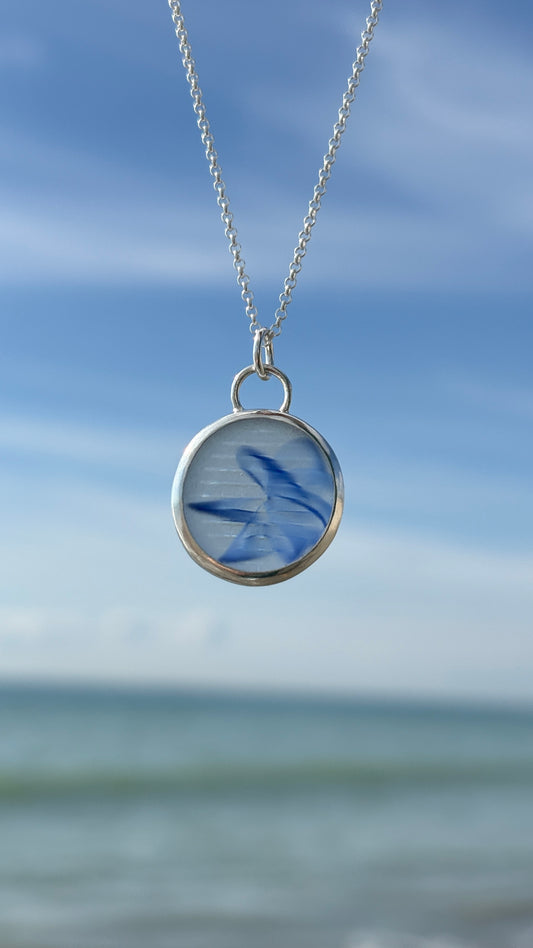 Blue Ohajiki Seaglass Necklace