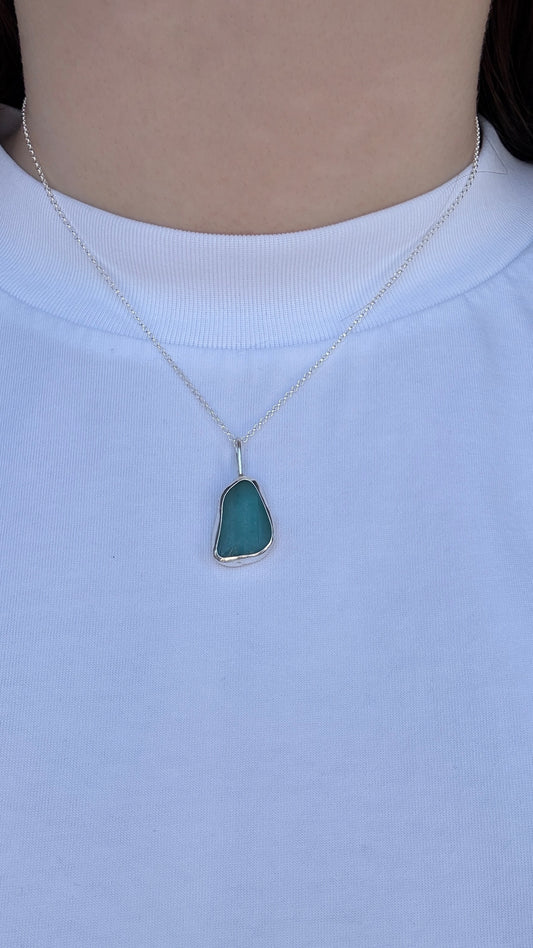Aquamarine Seaglass Necklace