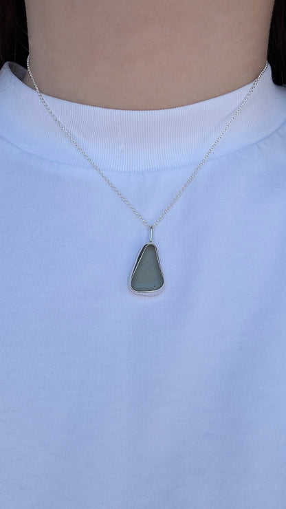 Olive Triangle Seaglass Necklace