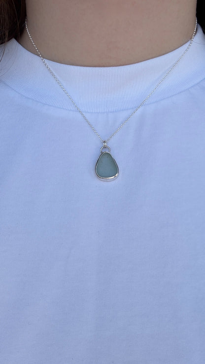 Light Grey Pear Seaglass Necklace