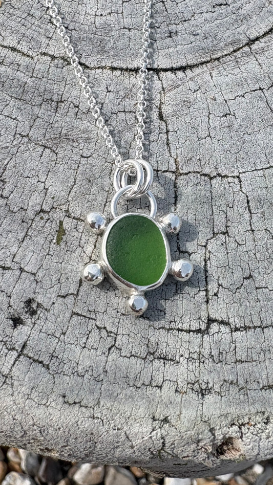 Green Bubble Seaglass Necklace