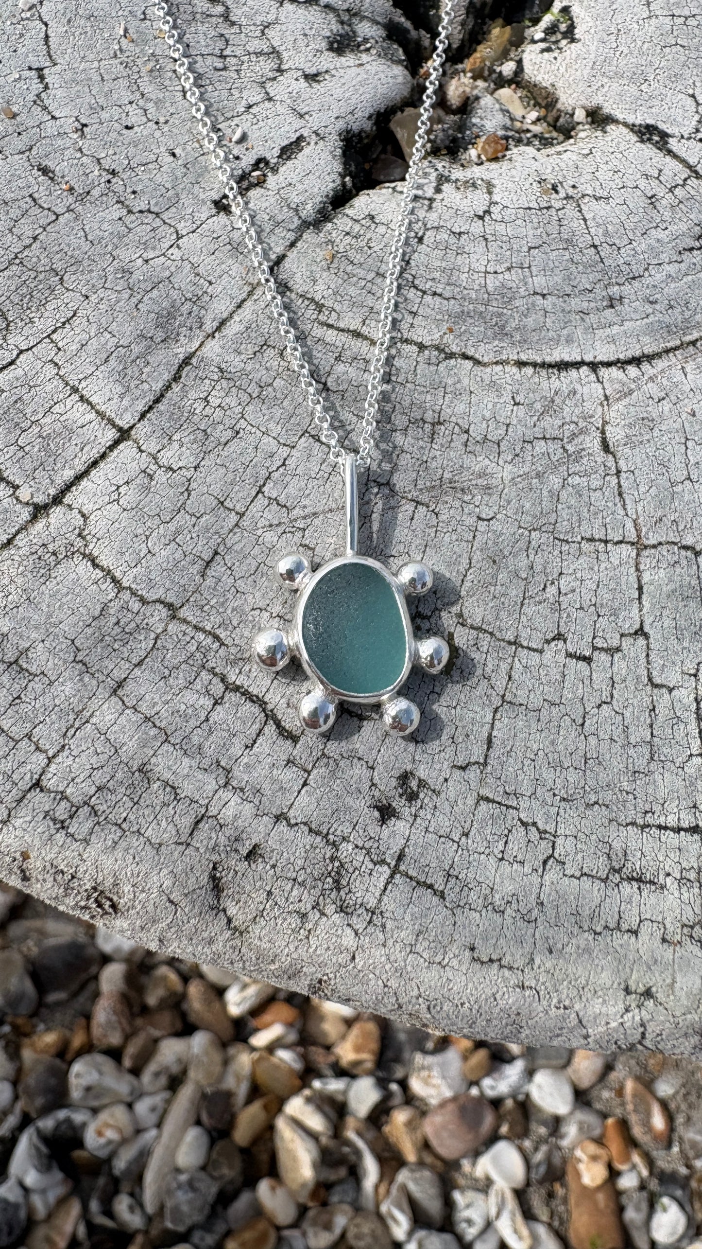 Blue Bubble Seaglass Necklace