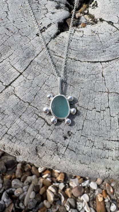 Blue Bubble Seaglass Necklace