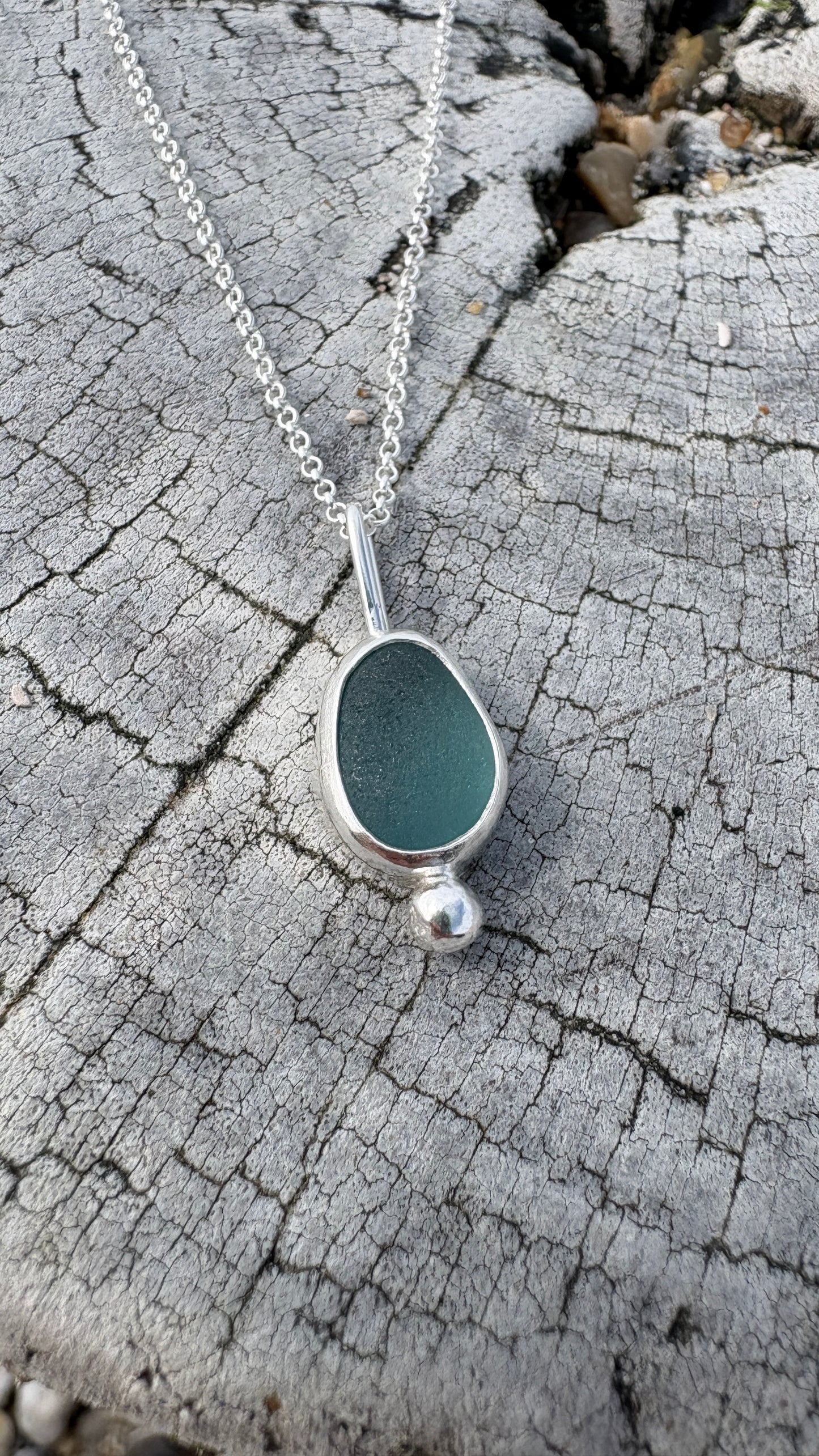 Ocean Blue Bubble Seaglass Necklace