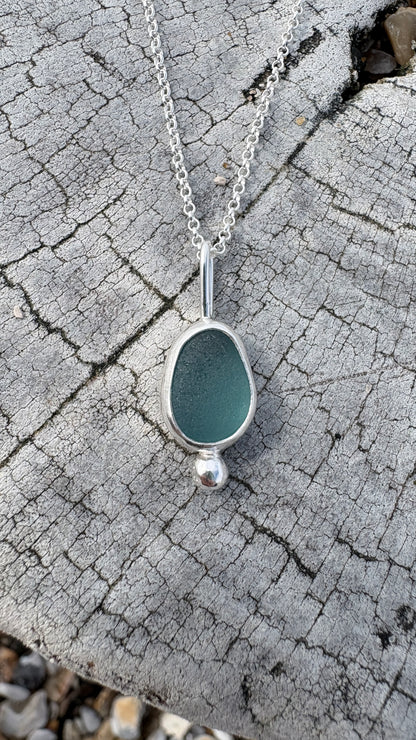 Ocean Blue Bubble Seaglass Necklace