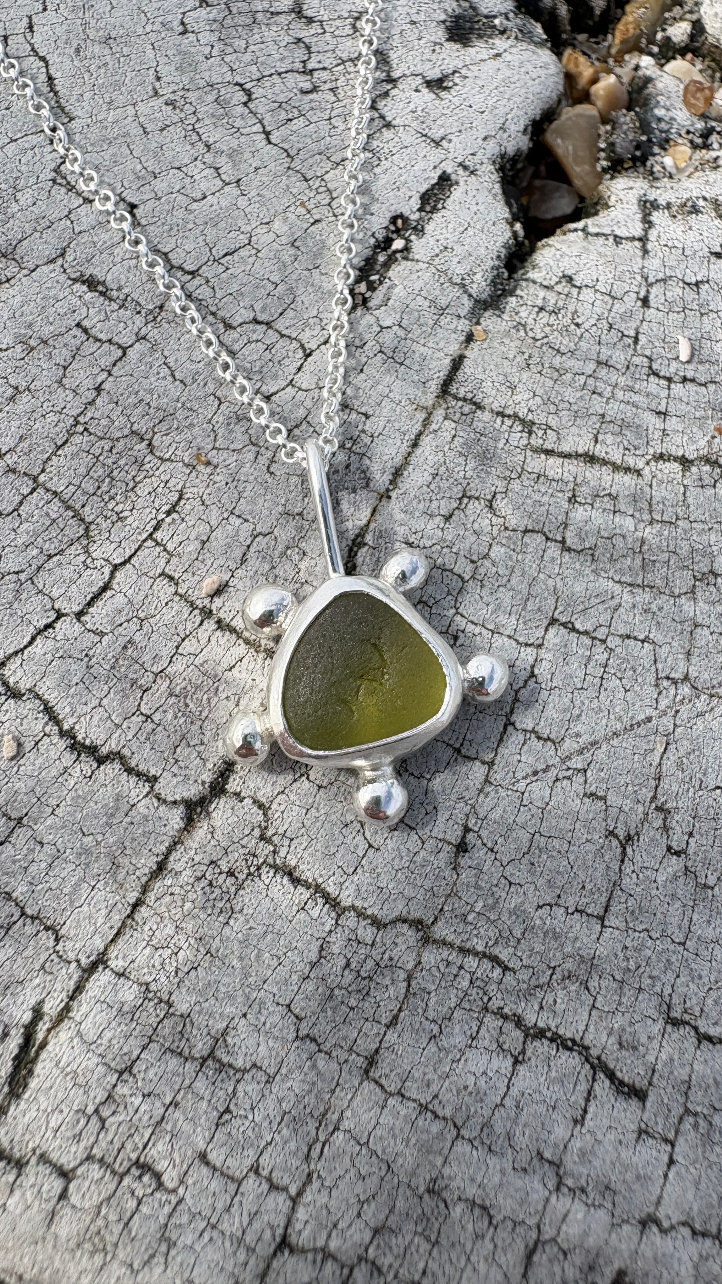 Yellow Bubble Seaglass Necklace