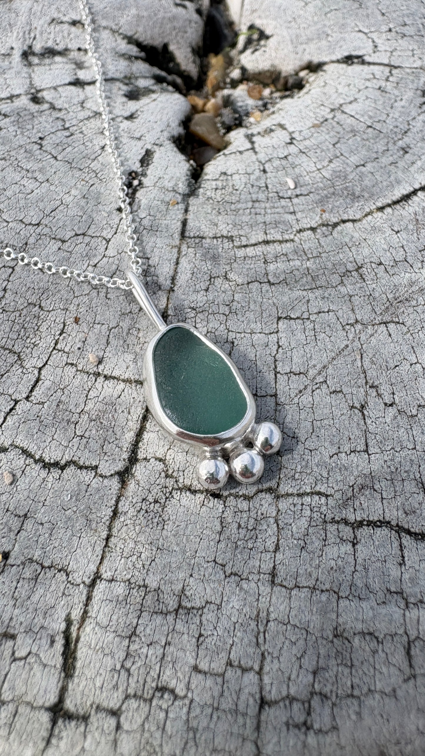 Teal Mermaid Bubble Seaglass Necklace