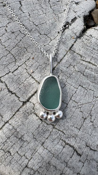 Teal Mermaid Bubble Seaglass Necklace