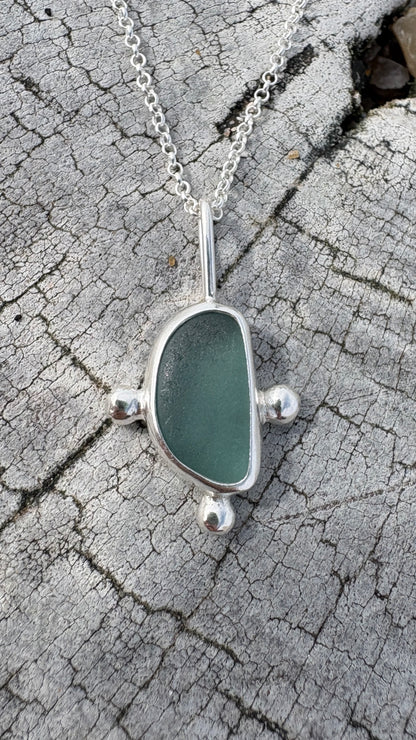 Teal Bubble Seaglass Necklace