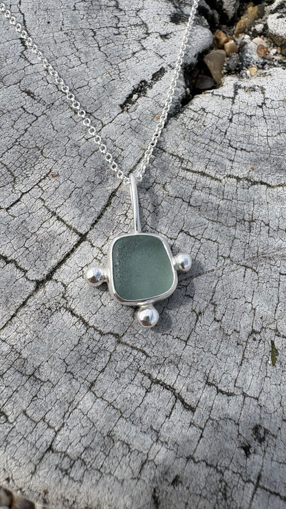 Sage Bubble Seaglass Necklace