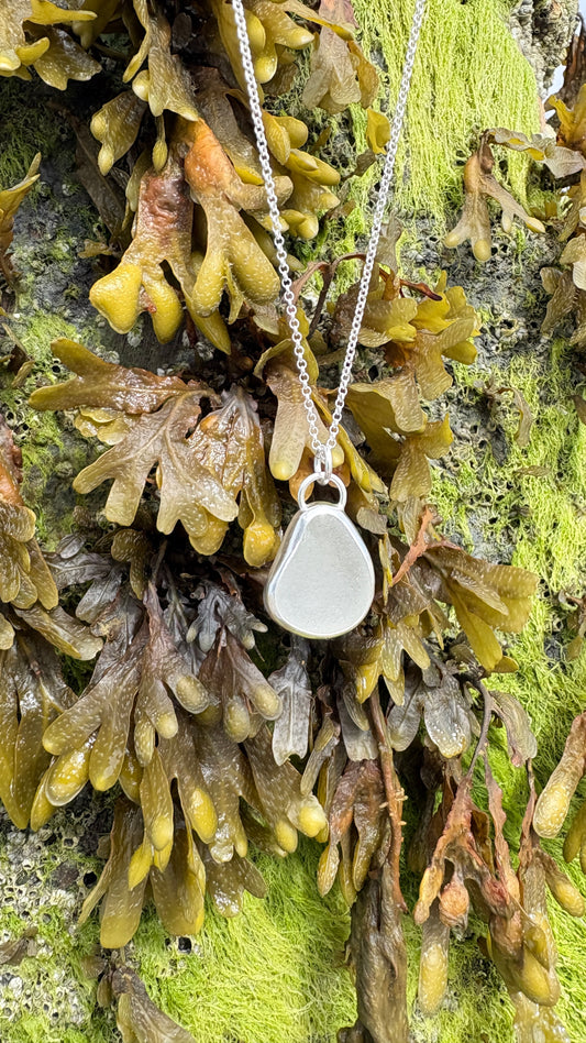 Clear Waterdrop Seaglass Necklace