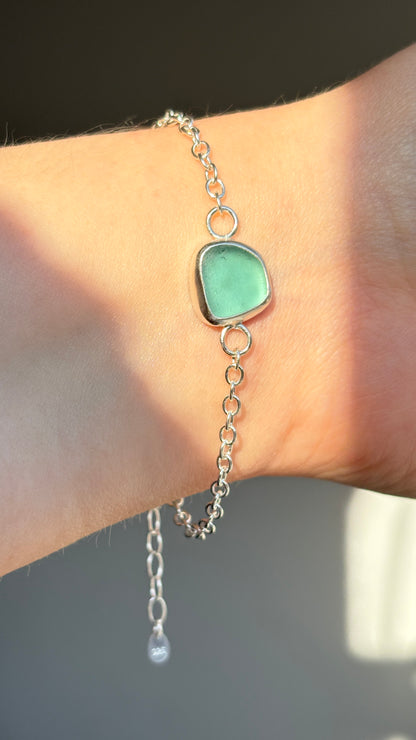 Deep Teal Seaglass Bracelet