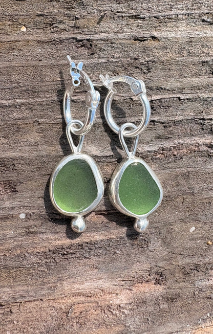 Green Seaglass Earrings