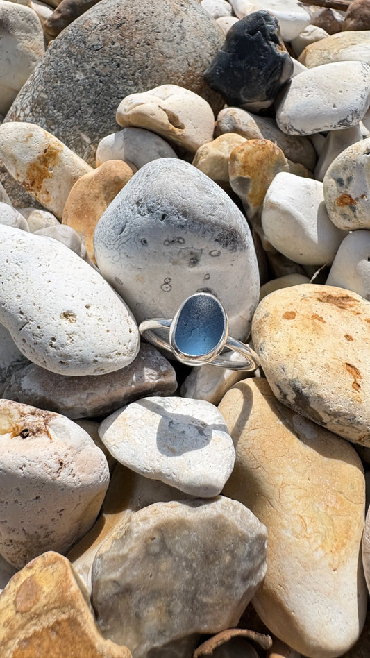 Ocean Blue Seaglass Ring