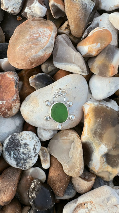 Emerald Green Bubble Seaglass Necklace