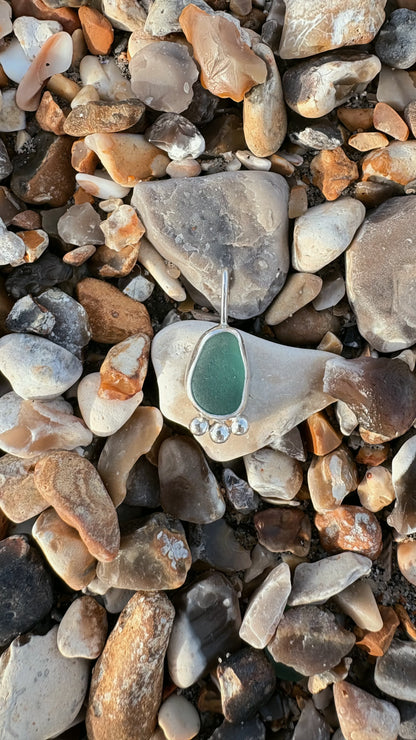 Teal Mermaid Bubble Seaglass Necklace