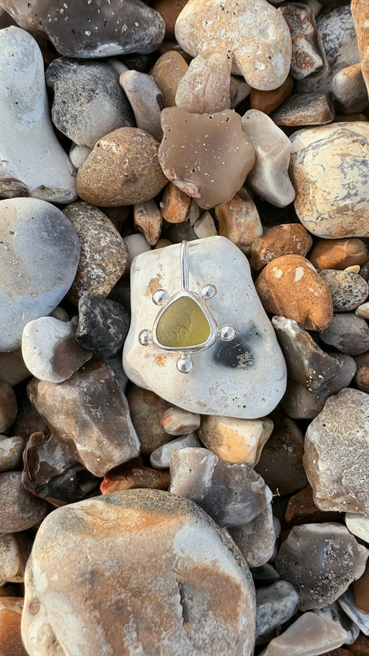 Golden Yellow Bubble Seaglass Necklace
