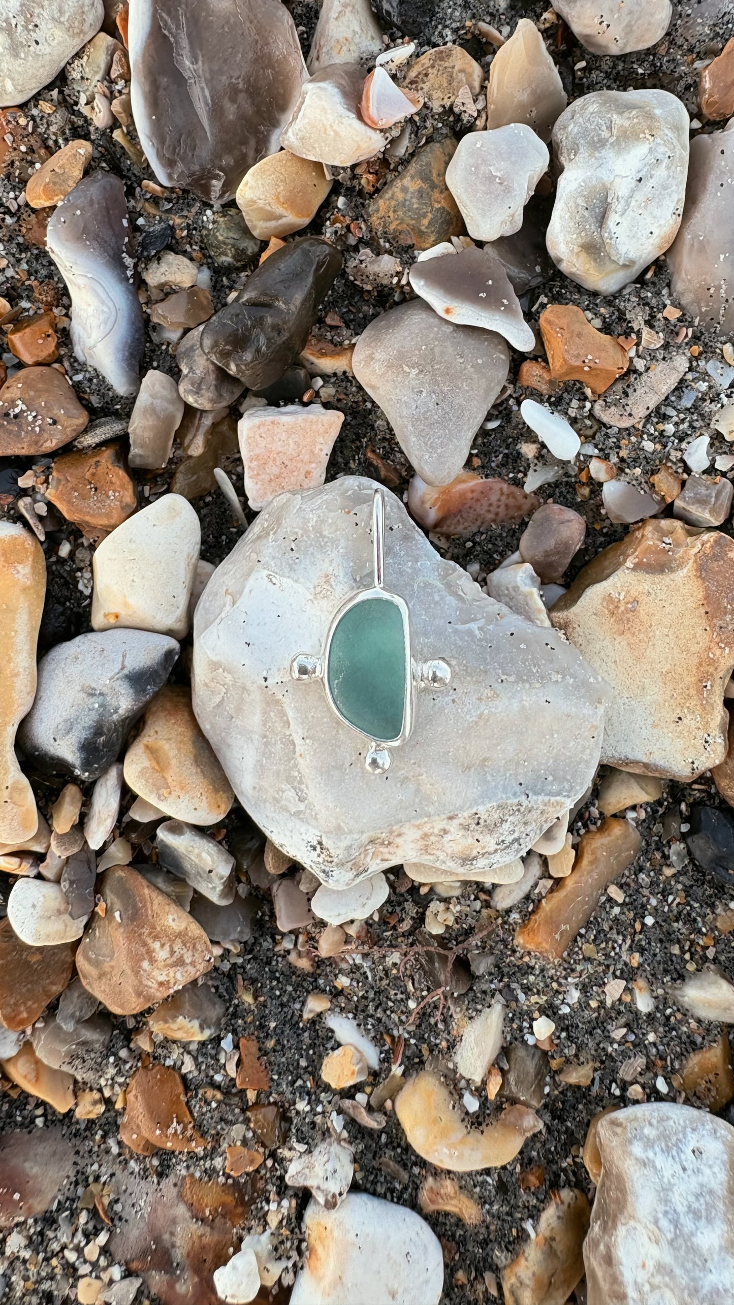 Deep Teal Bubble Seaglass Necklace