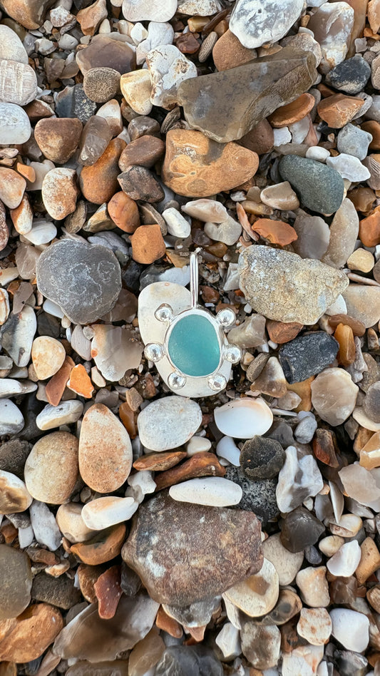 Sky Blue Bubble Seaglass Necklace