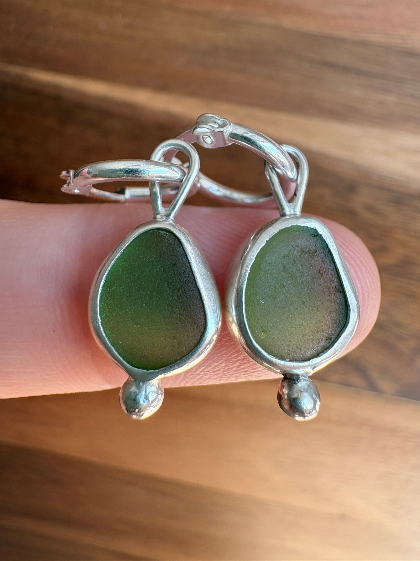 Green Seaglass Earrings