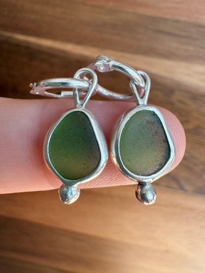 Green Seaglass Earrings