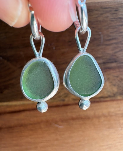 Green Seaglass Earrings