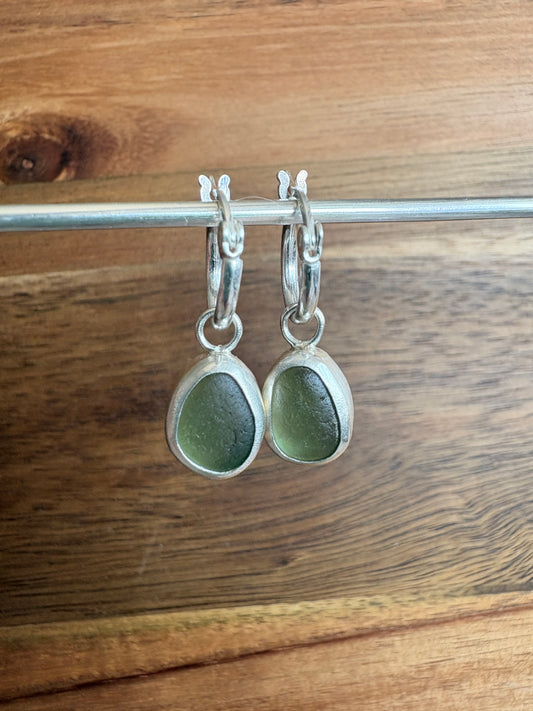 Green Seaglass Earrings