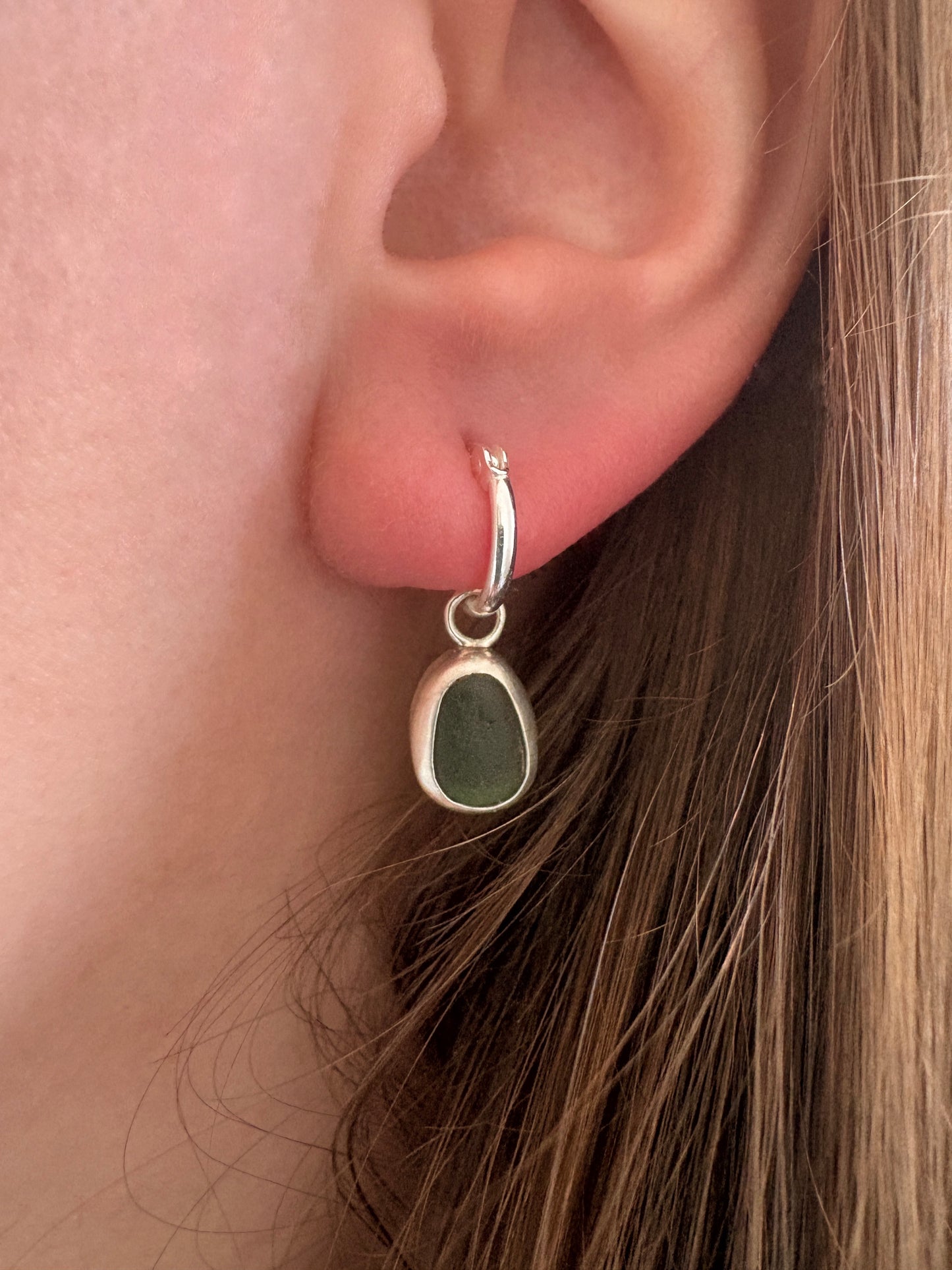 Green Seaglass Earrings