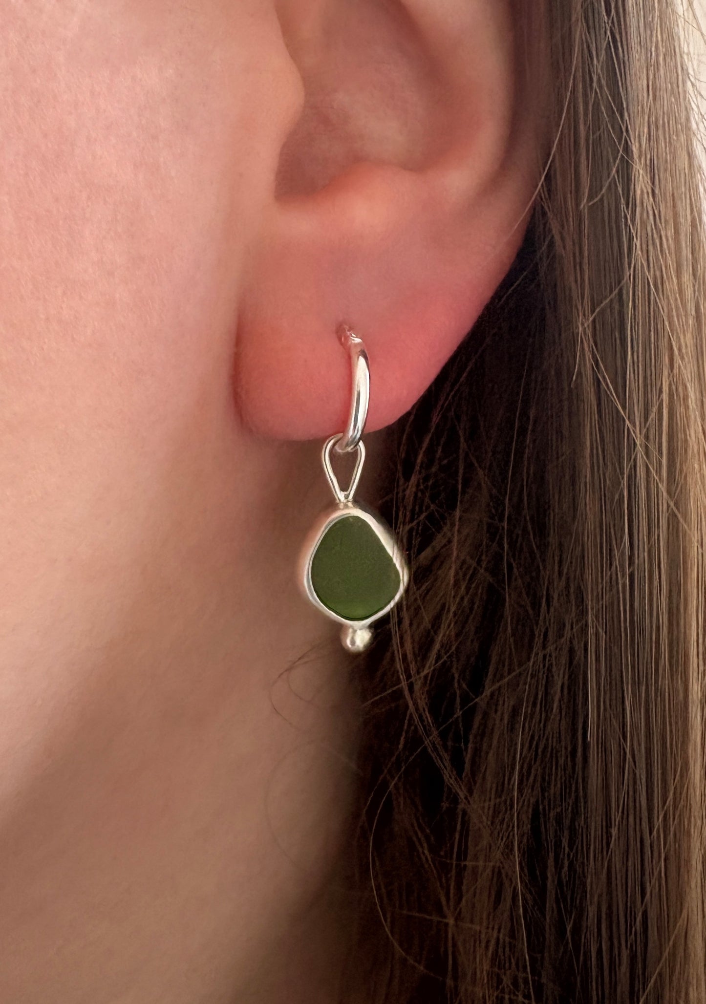 Green Seaglass Earrings