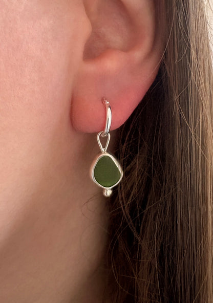 Green Seaglass Earrings