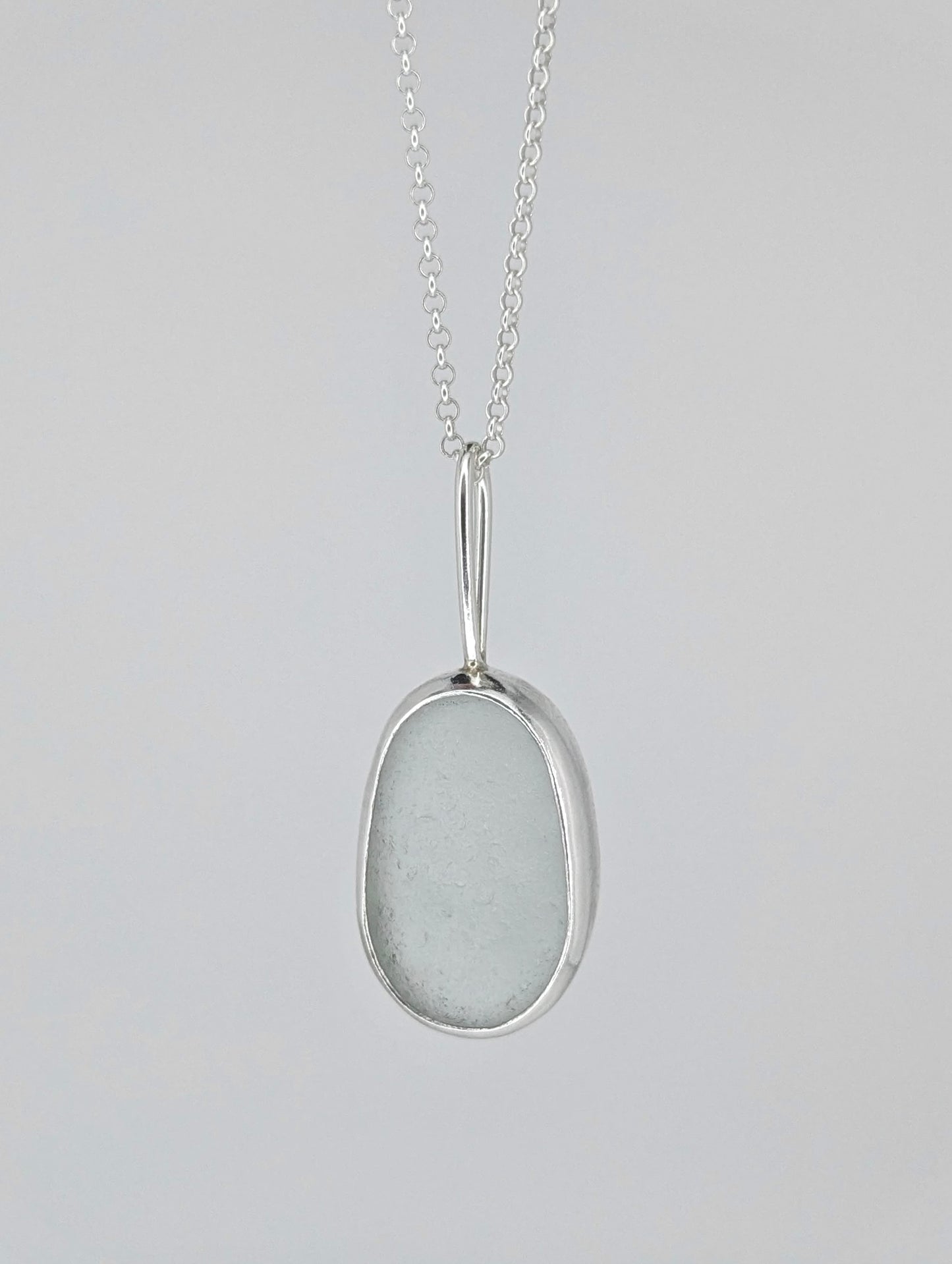 Clear Oval Seaglass Necklace