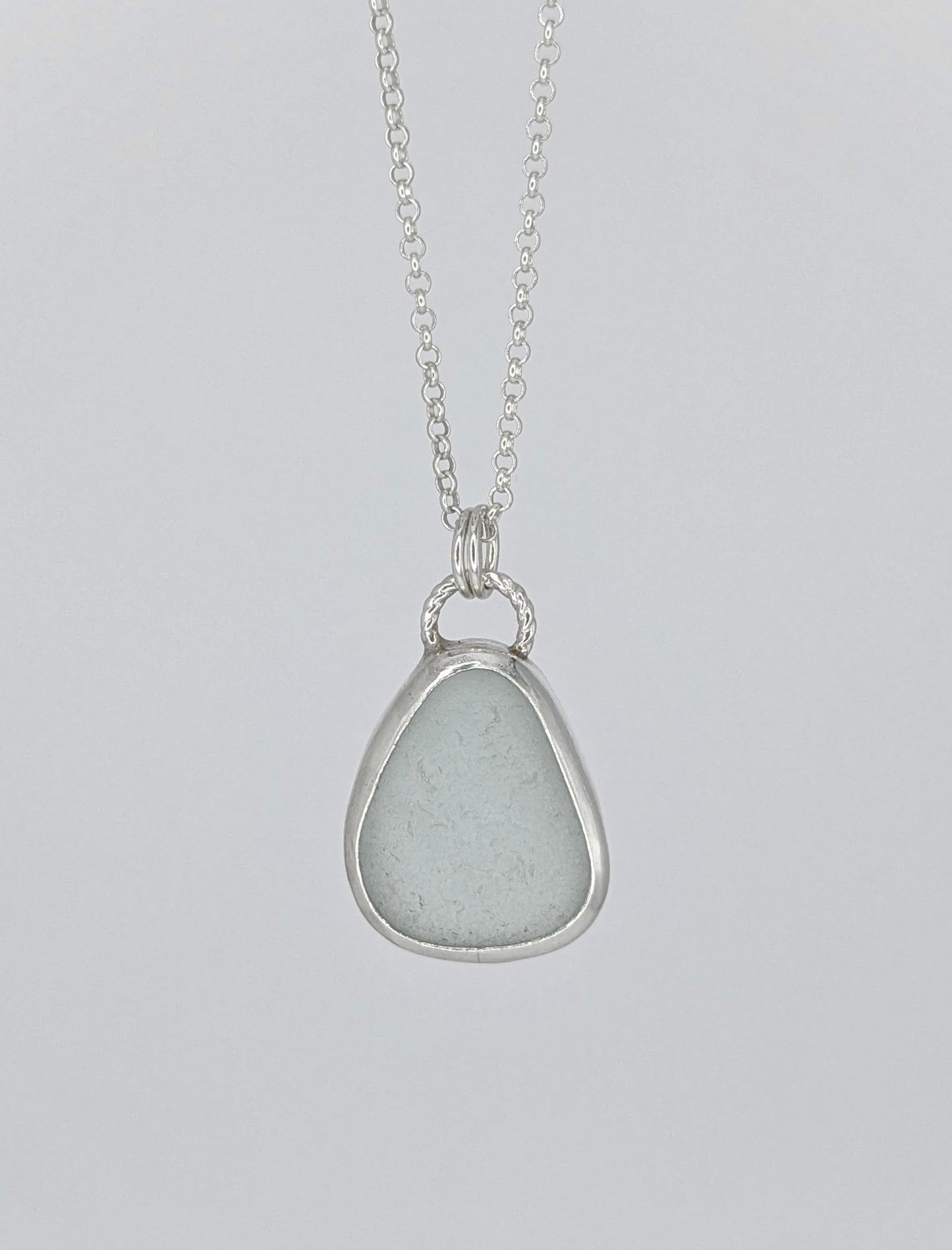 Light Grey Pear Seaglass Necklace