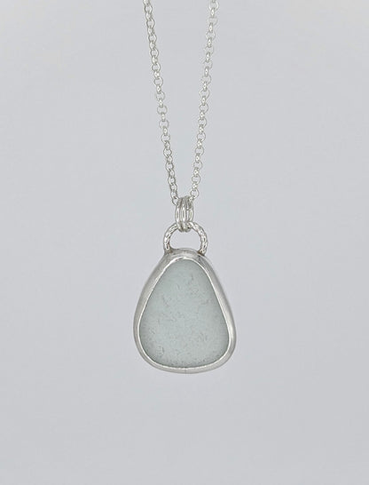 Light Grey Pear Seaglass Necklace