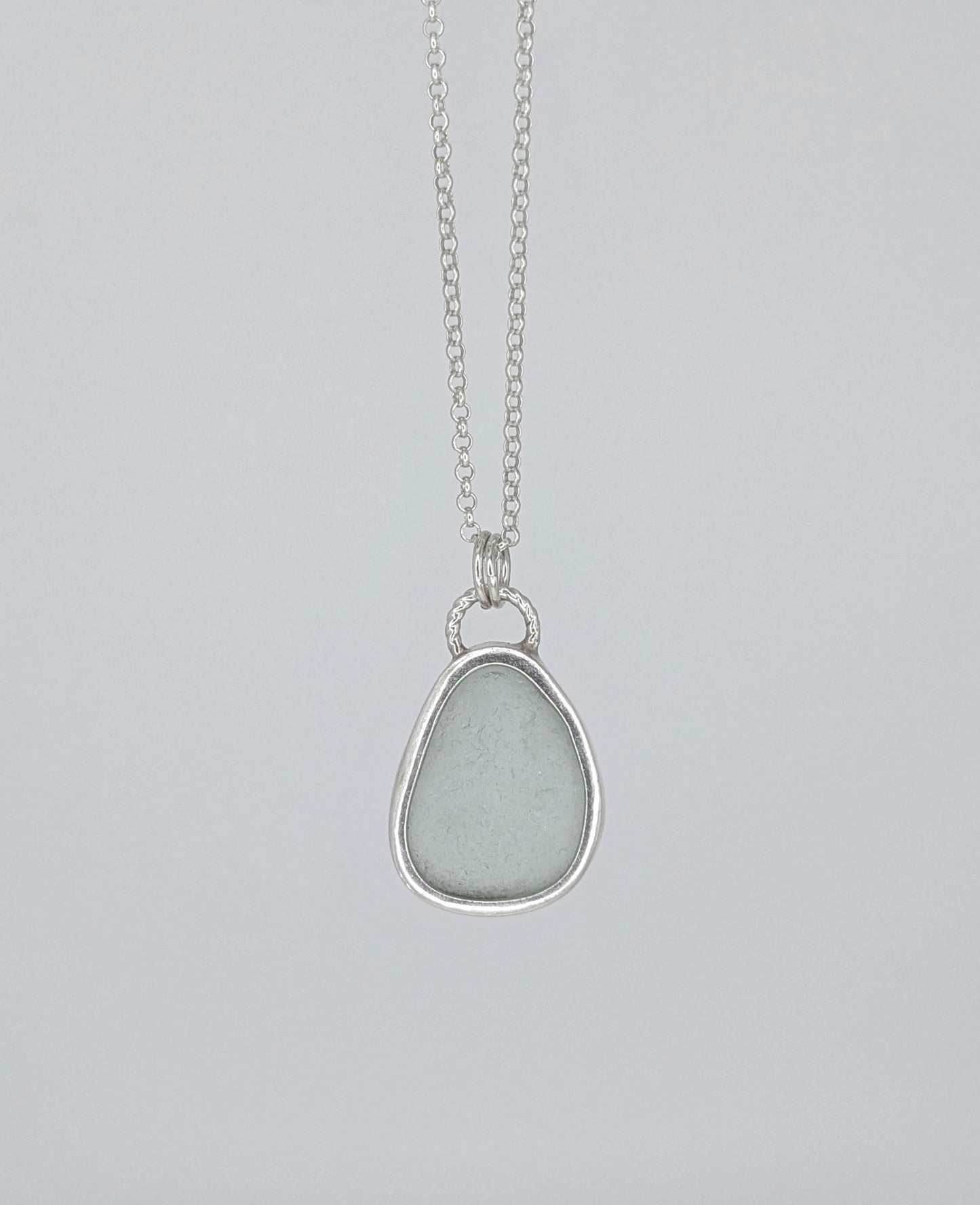 Light Grey Pear Seaglass Necklace