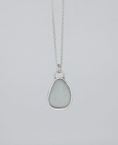 Light Grey Pear Seaglass Necklace