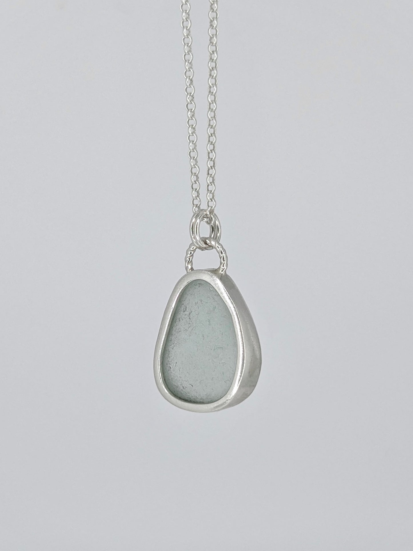 Light Grey Pear Seaglass Necklace