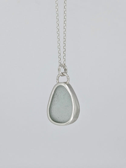 Light Grey Pear Seaglass Necklace