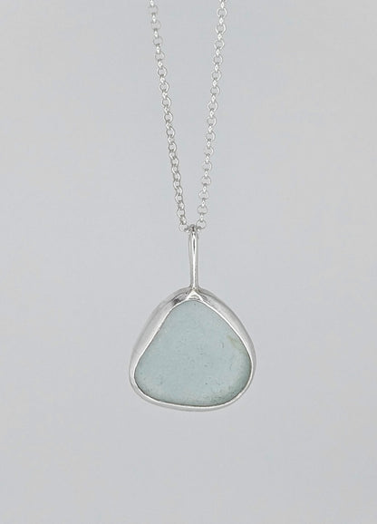 Light Blue Grey Seaglass Necklace