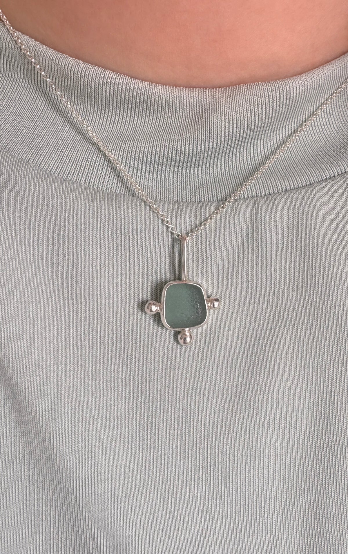 Sage Green Bubble Seaglass Necklace